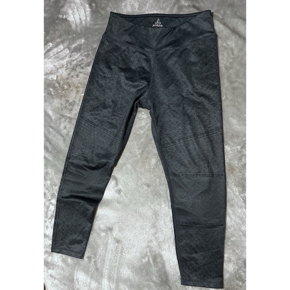 PrAna Women's Ashley Legging Capris M Gray Pattern Tight Fit Yoga Activewear